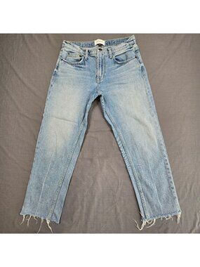 Current/Elliott Womens Jeans Size 27 Light Wash Raw Hem Cropped Distressed Denim